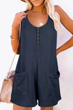 Casual Street Solid Pocket Buttons V Neck Loose Jumpsuits(6 Colors)