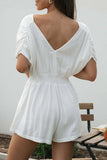 Casual Simplicity Solid Backless O Neck Loose Rompers