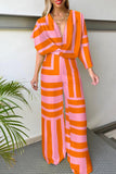 Casual Sportswear Print Patchwork Asymmetrical V Neck Straight Jumpsuits