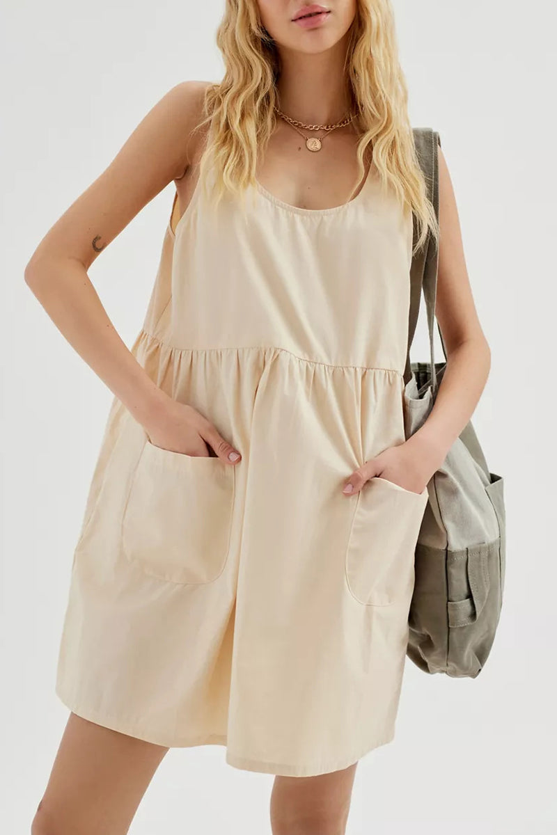 Casual Simplicity Solid Pocket O Neck Vest Dress Dresses