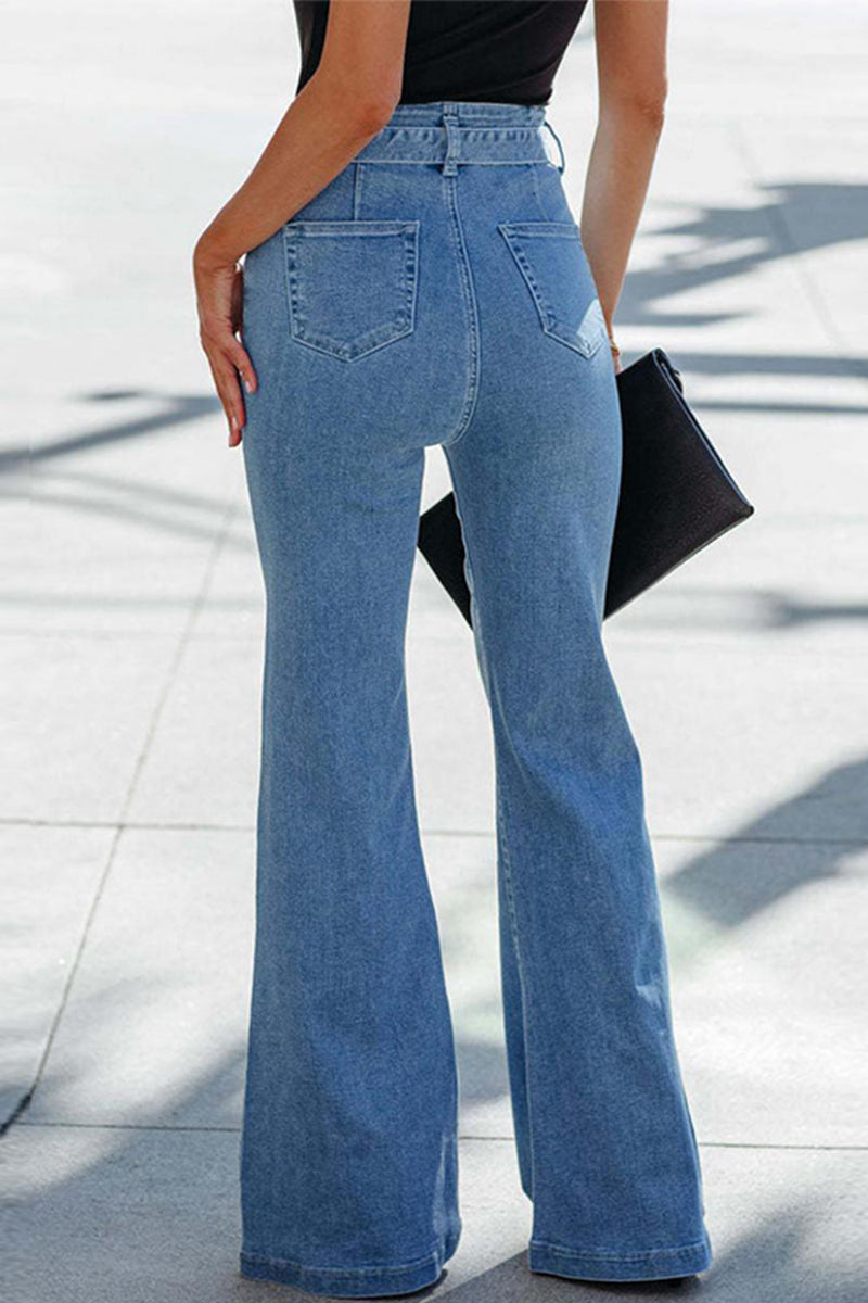 Casual Street Solid Solid Color Regular Denim Jeans