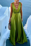 Elegant Vacation Solid Solid Color V Neck A Line Dresses