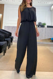 Casual Street Solid Solid Color O Neck Loose Jumpsuits