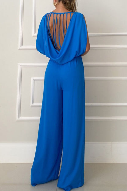Casual Street Solid Solid Color O Neck Loose Jumpsuits