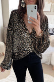 Casual Solid Sequins V Neck Tops