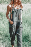Casual Street Striped Pocket Loose Jumpsuits(3 Colors)