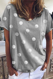 Casual College Polka Dot Printing V Neck T-Shirts