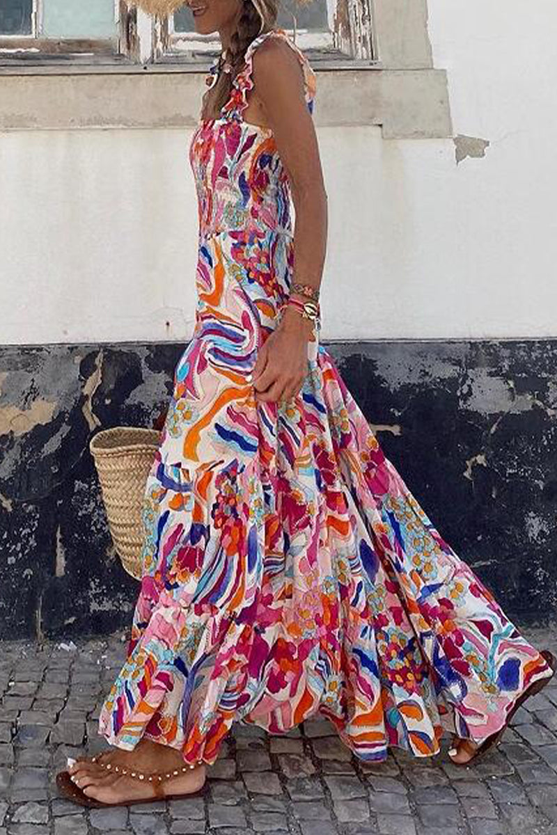 Casual Elegant Floral Patchwork Printed Dress Dresses