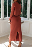 Daily Simplicity Solid O Neck Long Sleeve Two Pieces(3 Colors)