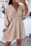 Casual Simplicity Solid Asymmetrical V Neck Irregular Dress Dresses