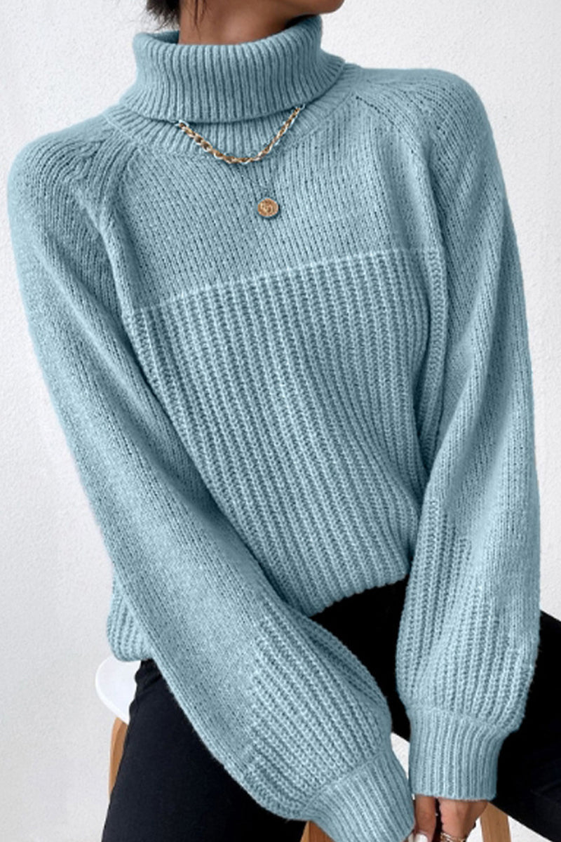 Casual Solid Patchwork Turtleneck Sweaters(6 Colors)