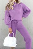 Casual Simplicity Solid Patchwork Half A Turtleneck Long Sleeve Two Pieces