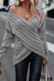 Casual Solid Cross Straps Asymmetrical V Neck Tops(5 Colors)