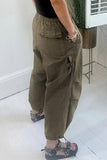 Casual Solid Draw String Loose Mid Waist Straight Solid Color Bottoms