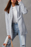 Casual Simplicity Solid Pocket V Neck Outerwear