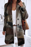 Casual College Geometric Printing Turn-back Collar Outerwear(3 Colors)