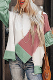 Casual Patchwork Contrast O Neck Tops(3 Colors)
