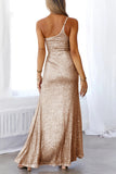 Sexy Formal Solid Sequins Slit Oblique Collar Evening Dresses(6 Colors)
