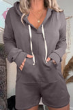 Casual Simplicity Solid Draw String Pocket Hooded Collar Loose Jumpsuits(8 Colors)