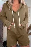 Casual Simplicity Solid Draw String Pocket Hooded Collar Loose Jumpsuits(8 Colors)