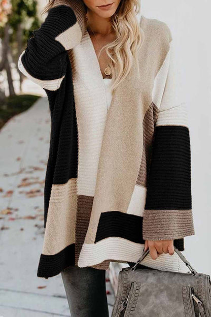 Chicindress Loose Geometric Color Matching Sweater Cardigan