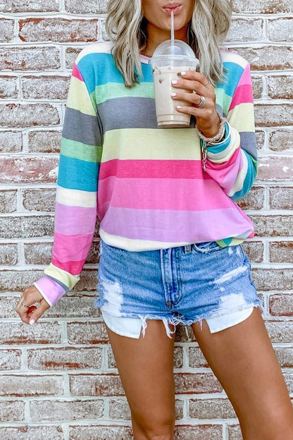 Chicindress Rainbow Striped Multicolor Thin Tops(5 Colors)