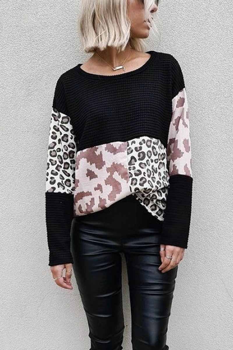 Chicindress Leopard Patchwork Printed Sweater