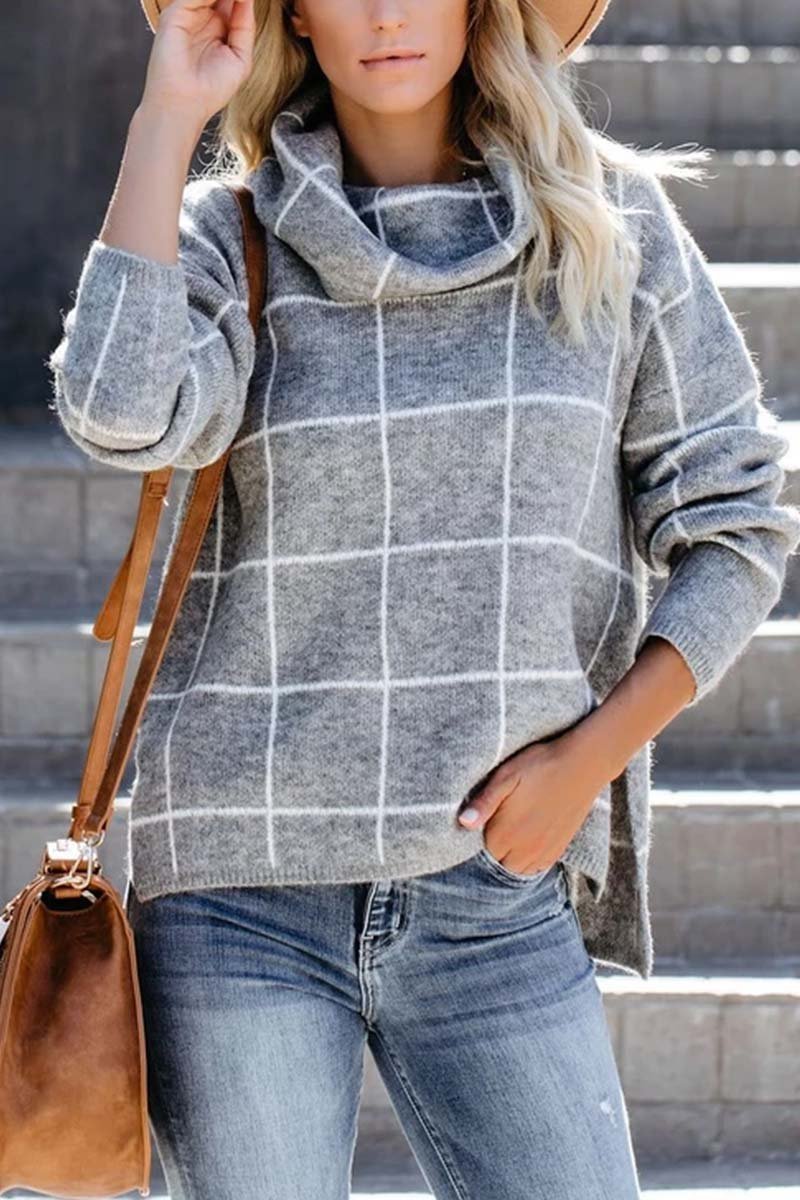 Chicindress Turtleneck Plaid Sweater(5 Colors)