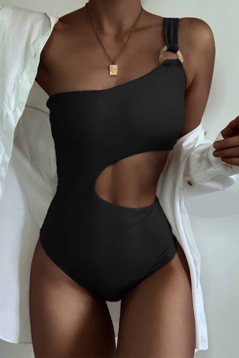 Chicindress One Shoulder Sexy Leaky Waist One-Piece Swimsuit