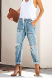 Chicindress Loose Drawstring Blue Jeans