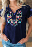 Chicindress Retro Embroidery Short Sleeves Tops(3 Colors)