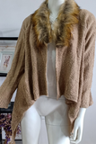 Chicindress Casual Fur Collar Cardigan Plush Trench Coat