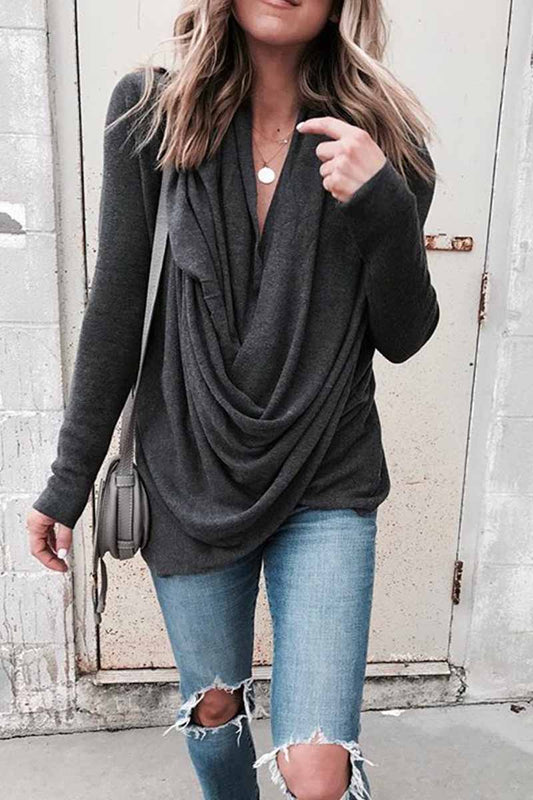Chicindress Solid Long Sleeve Drape Top(2 Colors)