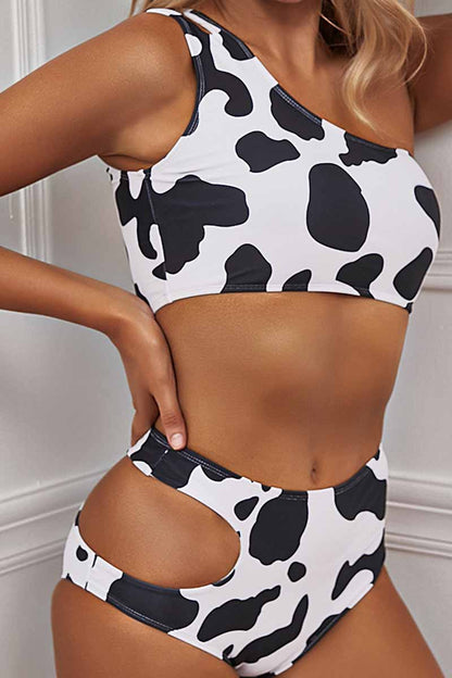 Chicindress Two-Piece Cow Pattern Digital Printing Split Swimsuit
