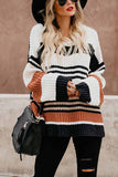 Chicindress Paneled Knitted Striped Sweater