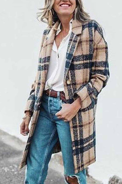 Chicindress Plaid Contrast Windproof Coat