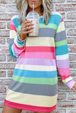 Chicindress Rainbow Long Sleeve Stripes Mini Dresses