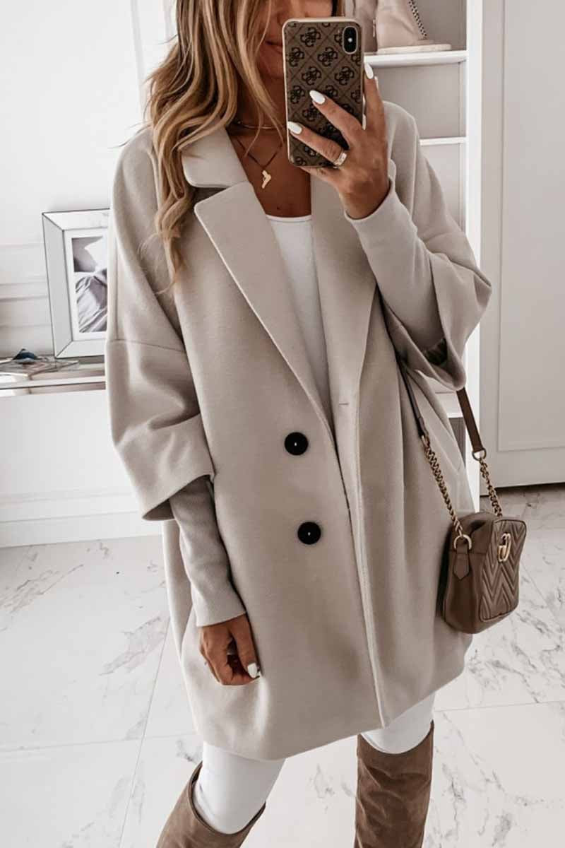 Chicindress Solid Color Lapel Coat With Pocket(2 Colors)