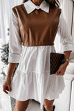 Chicindress Shirt skirt and leather stitching Mini Dress