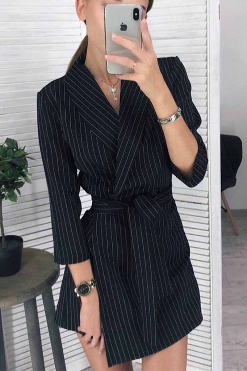Chicindress Solid Color Long Sleeve Suit Collar Mini Dresses(3 Colors)