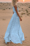 Chicindress V Neck Dot Printed Floor Length Dress(3 Colors)