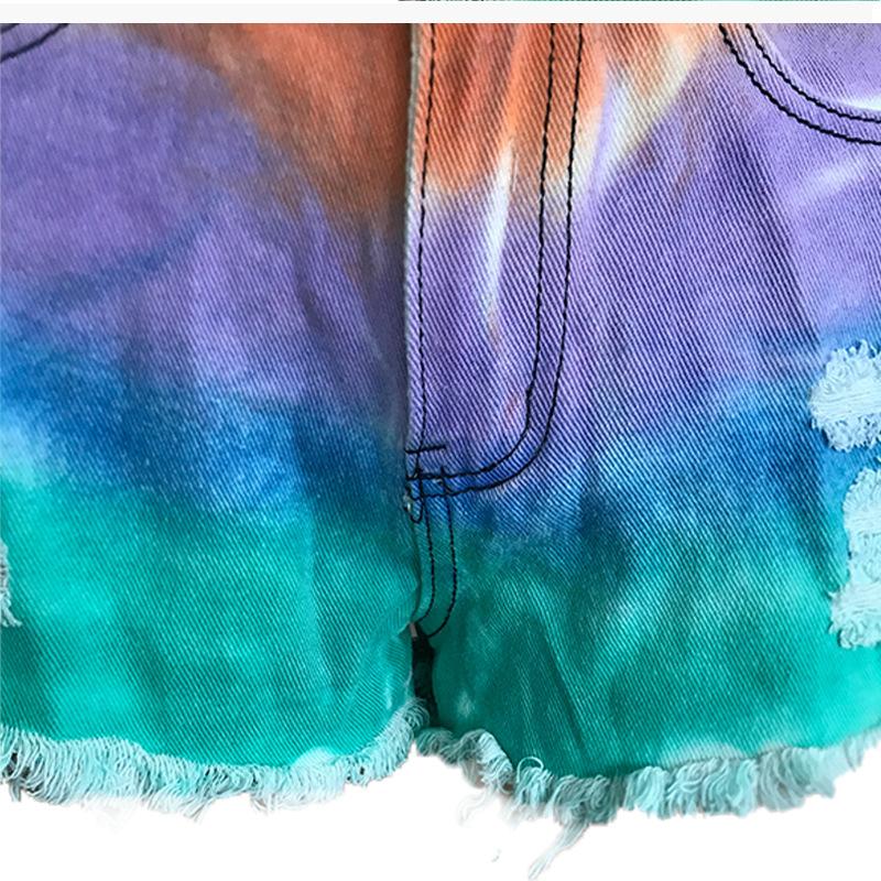 Chicindress Summer Tie-Dye Color Denim Shorts