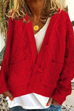 Chicindress Solid Ribbed Horn Buckle Pockets Cardigan(4 Colors)