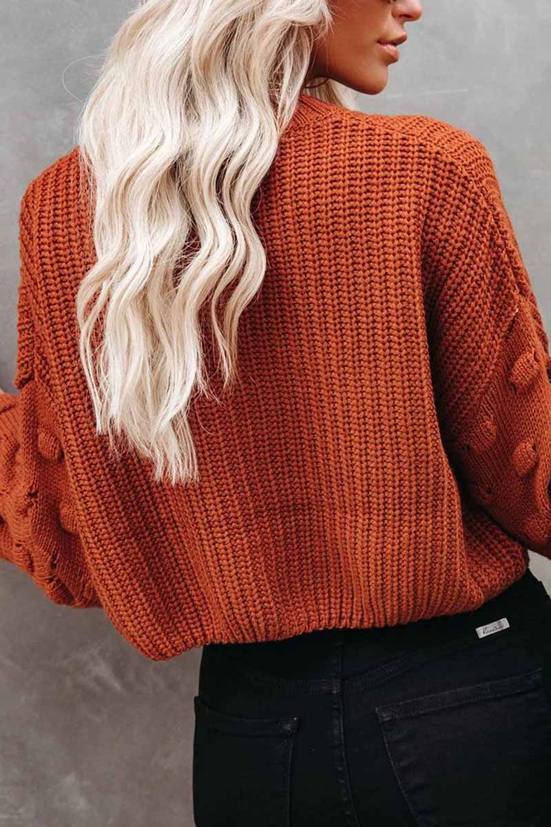 Chicindress Cute Solid Color Knitted Crew Neck Sweater
