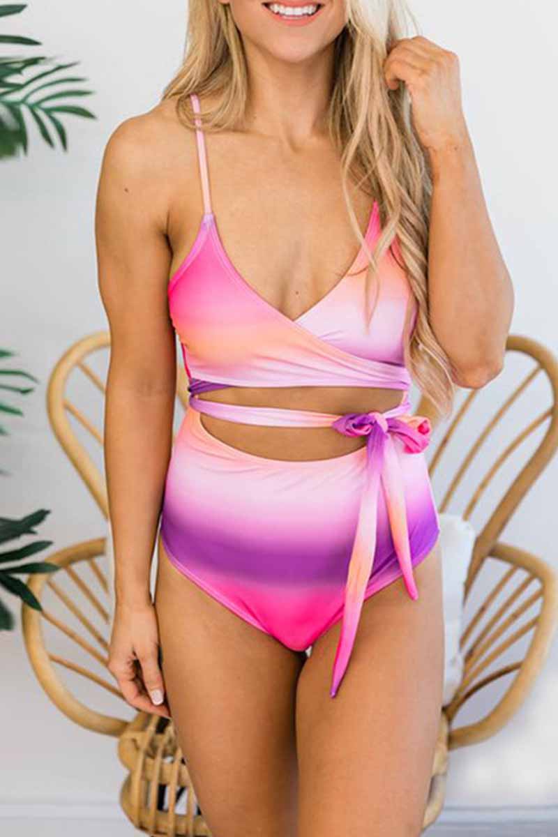 Chicindress Backless Gradient Color One-Piece Swimsuit