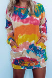 Chicindress Round Neck Pullover Tie-Dye Printing Mini Dress