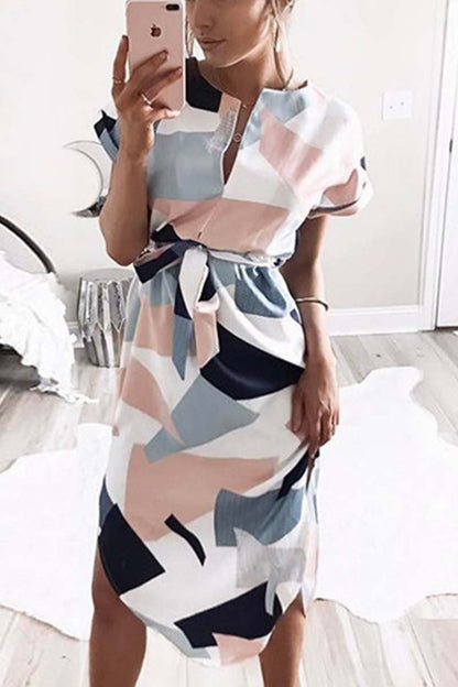 Chicindress Trendy Printed Asymmetrical Midi Dress(4 Colors)