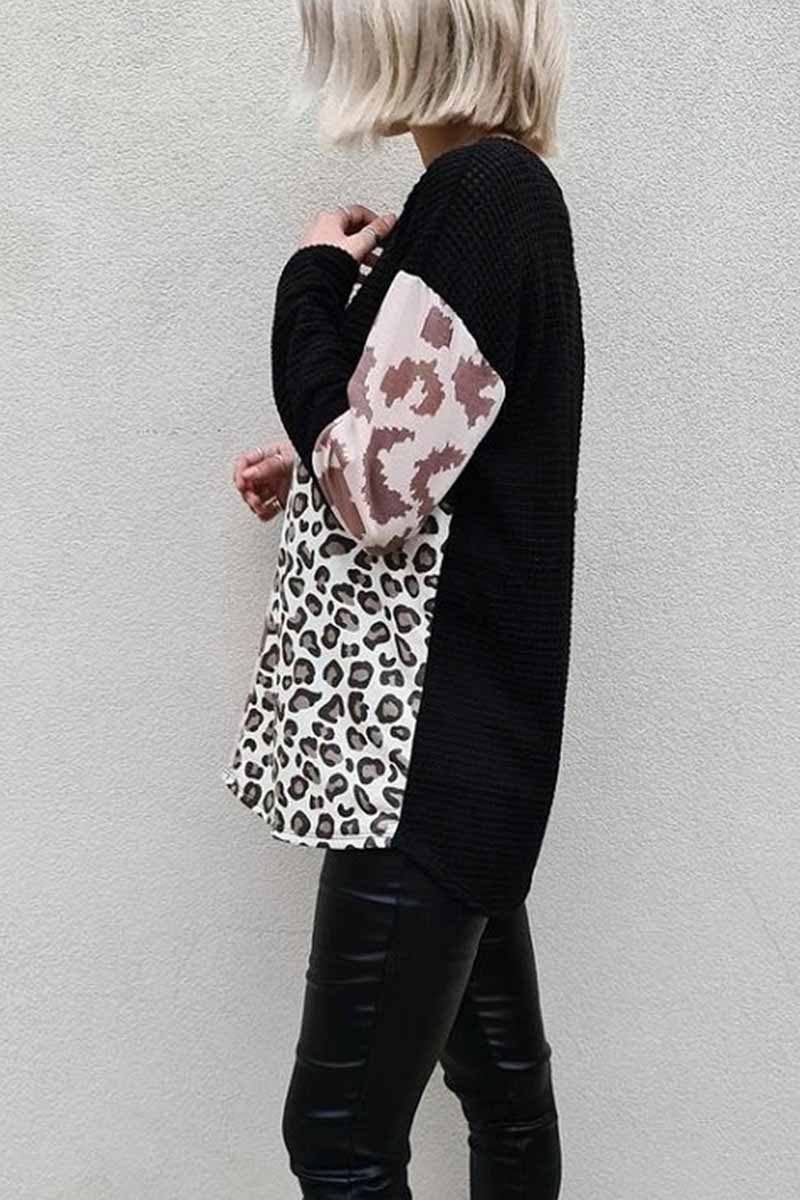 Chicindress Leopard Patchwork Printed Sweater