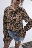 Chicindress Leopard Print Long-Sleeved Bow Top