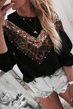 Chicindress Leopard Sequin O-Neck Top